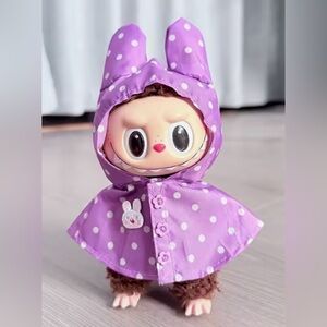 Purple Polka Dot Labubu Hooded Raincoat- doll NOT included